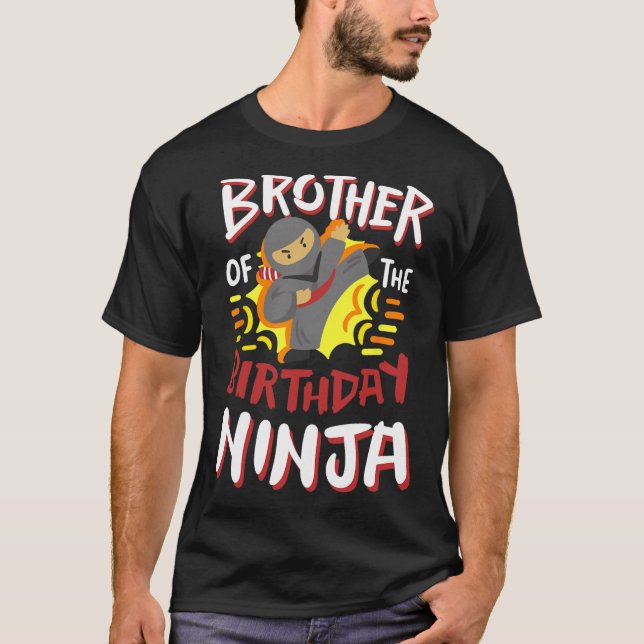 Camiseta Irmão Do Aniversário Ninja Karate Kids Bday Par (Frente)