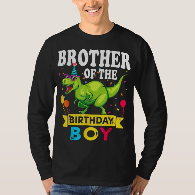 Camiseta Irmão do Birthday Boy T-Rex RAWR Dinosaur Bi (Frente)