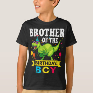 Camiseta Irmão do Birthday Boy T-Rex RAWR Dinosaur Bi