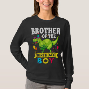 Camiseta Irmão do Birthday Boy T-Rex RAWR Dinosaur Bi