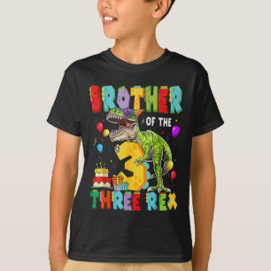 Camiseta Irmão Do Dinossauro Rex aniversário de 3 anos