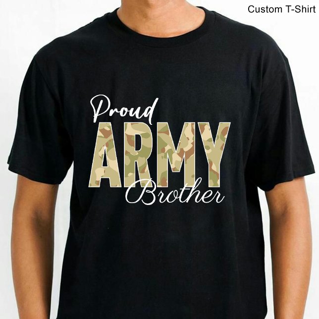Camiseta Irmão do Exército Orgânico / Negro da Família Mari (Proud Army Brother / Marine Family Black T-Shirt)