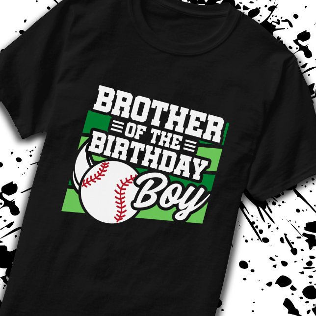 Camiseta Irmão do Garoto de Aniversário do Baseball (Criador carregado)