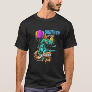 Camiseta Irmão Do Garoto De Aniversário RAWR Rex Dinosaur F