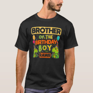 Camiseta Irmão Do Garoto De Aniversário Rawr Tyrannosaurus