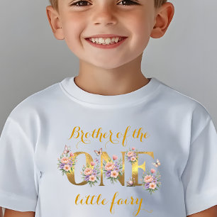 Camiseta Irmão do jardim de fadas festa de 1º aniversário