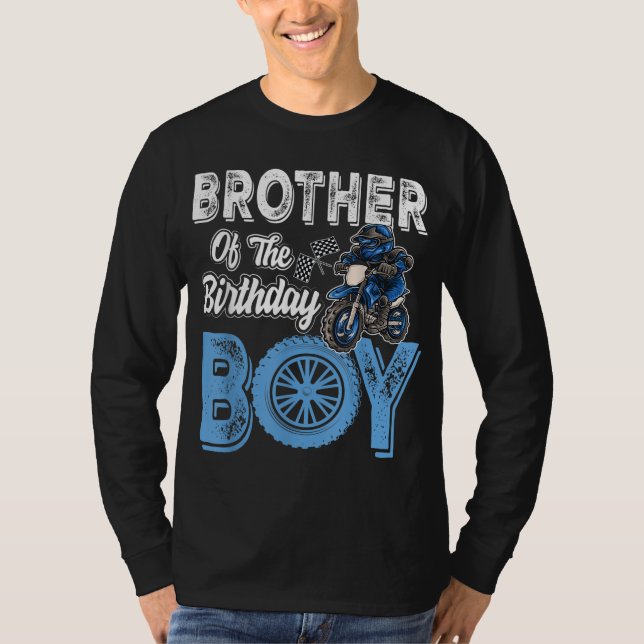 Camiseta Irmão do menino de aniversário beija moto de bicic (Frente)