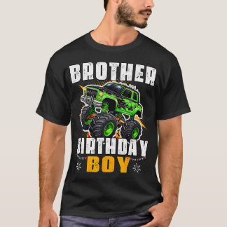 Camiseta Irmão do Menino do Aniversário Caminhão Monstro Fa