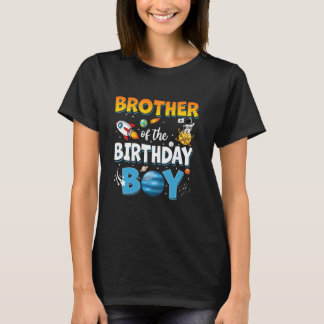 Camiseta Irmão Do Menino Do Aniversário Família Espaço Astr