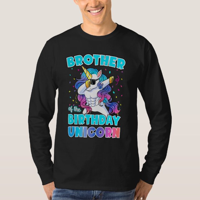 Camiseta Irmão Do Unicórnio De Aniversário Dabbing Unicorn  (Frente)