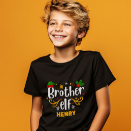 Camiseta Irmão Elfo Tipografia Diversão Família Combinando