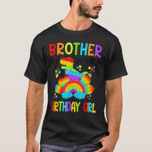 Camiseta Irmão Engraçado Da Garota de Aniversário Pop Dinos