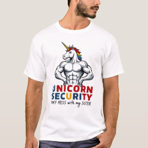Camiseta Irmão Engraçado Unicórnio Segurança Não Brinque Co