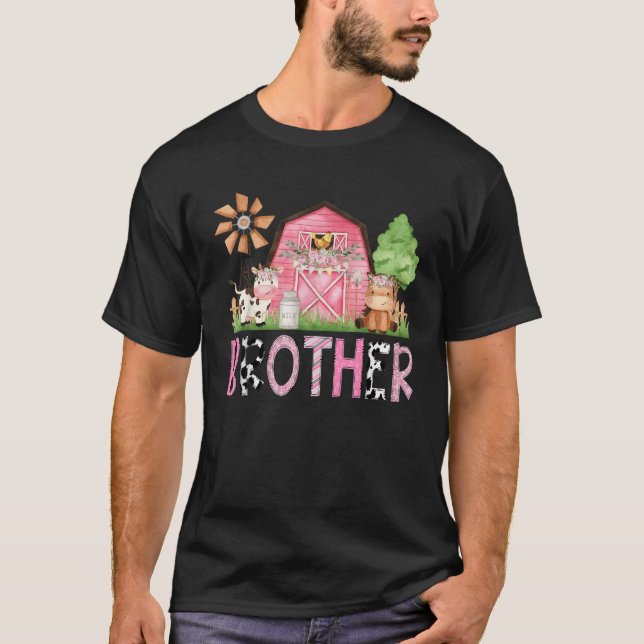 Camiseta Irmão, Fazenda Cor-de-rosa, Crianças de Aniversári (Frente)