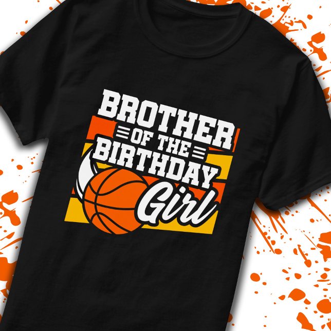 Camiseta Irmão Garota de Aniversário de Basquete (Criador carregado)