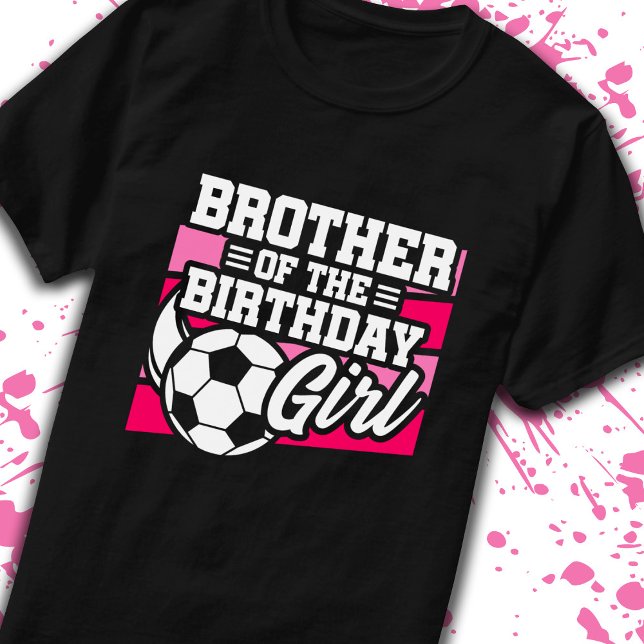 Camiseta Irmão Garota de Aniversário Futebol Meninas de Ani (Criador carregado)