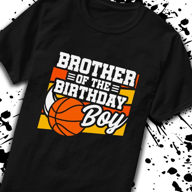 Camiseta Irmão Garoto Garoto de Aniversário de Basquete (Criador carregado)