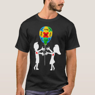 Camiseta Irmão Irmã Puzzle Balão Criança Conscientização do