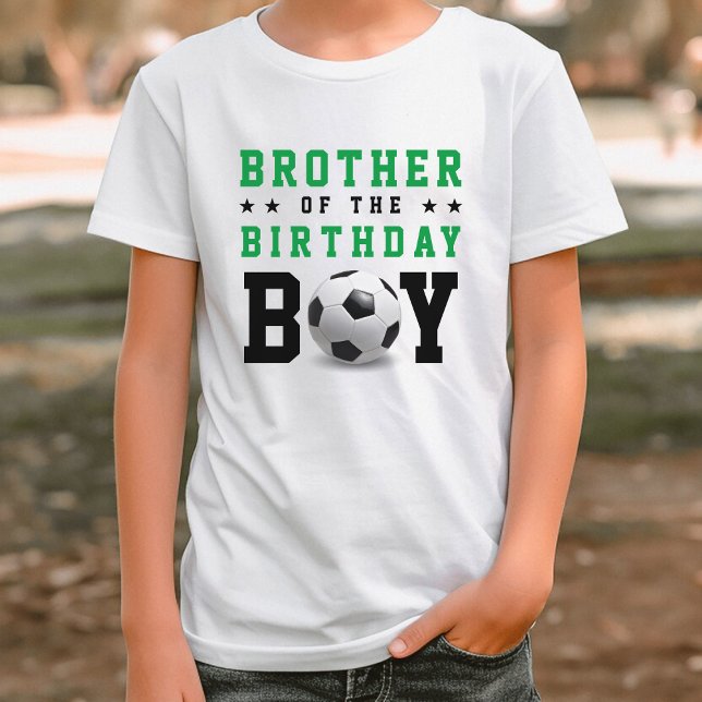 Camiseta Irmão Irmão Irmão Irmão Irmão Irmão Irmão Irmão Fe (Green Black and White Soccer Football Birthday Party Sibling Brother T-Shirt)
