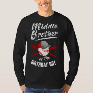 Camiseta Irmão Médio Do Garoto De Beisebol De Aniversário P