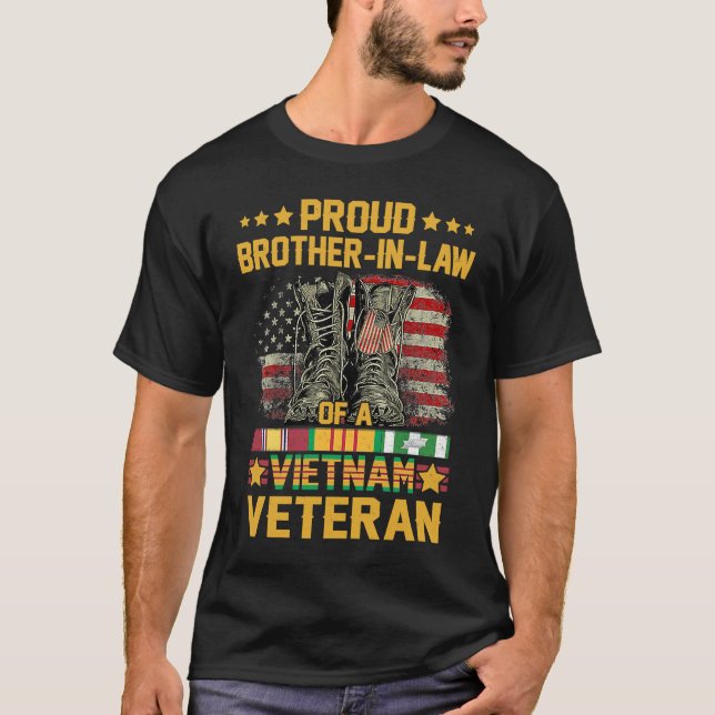 Camiseta Irmão Orgulhoso De Lei De Bandeira Veterana Do Vie (Frente)