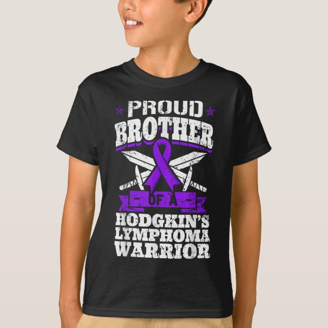 Camiseta Irmão Orgulhoso De Um Guerreiro De Linfoma Hodgkin (Frente)