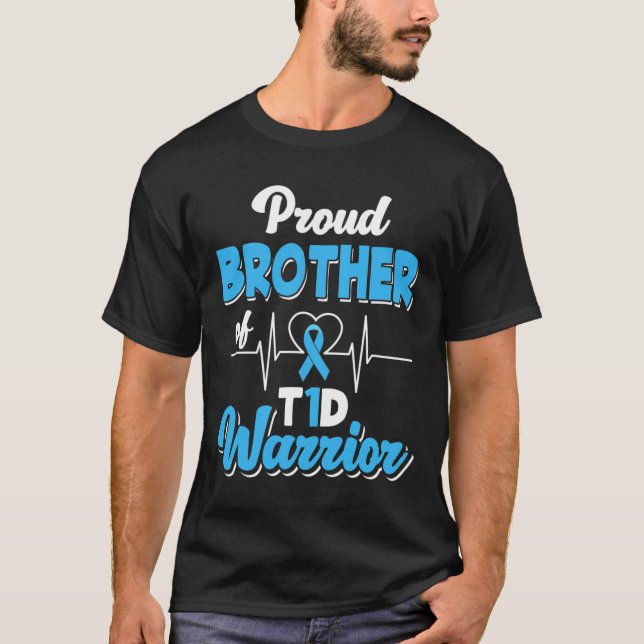 Camiseta Irmão Orgulhoso De Um Guerreiro T1D Diabetes Diabé (Frente)