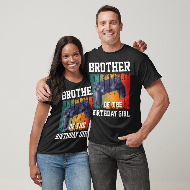 Camiseta irmão personalizado da menina aniversariante jogad (Unissex)