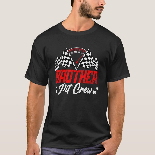 Camiseta Irmão Pit Crew Aniversário Festa Carro de Corrida  (Frente)
