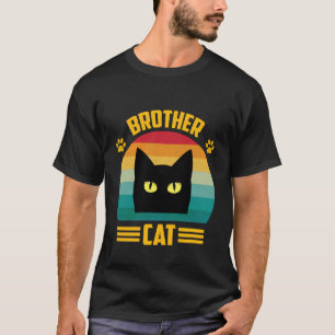 Camiseta Irmão Retro Vintage Gato Engraçado gato preto Irmã