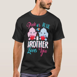 Camiseta Irmão Rosa ou Azul Ama Elefantes Bebê Gênero
