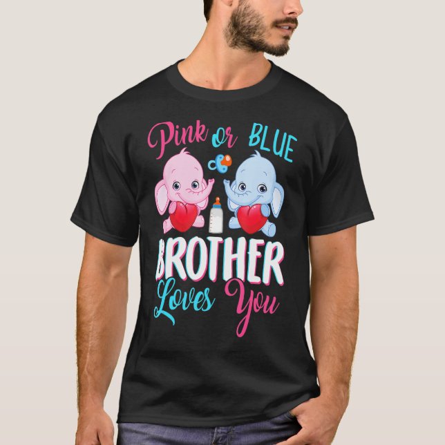 Camiseta Irmão Rosa Ou Azul Te Ama Elefantes Bebê Gend (Frente)