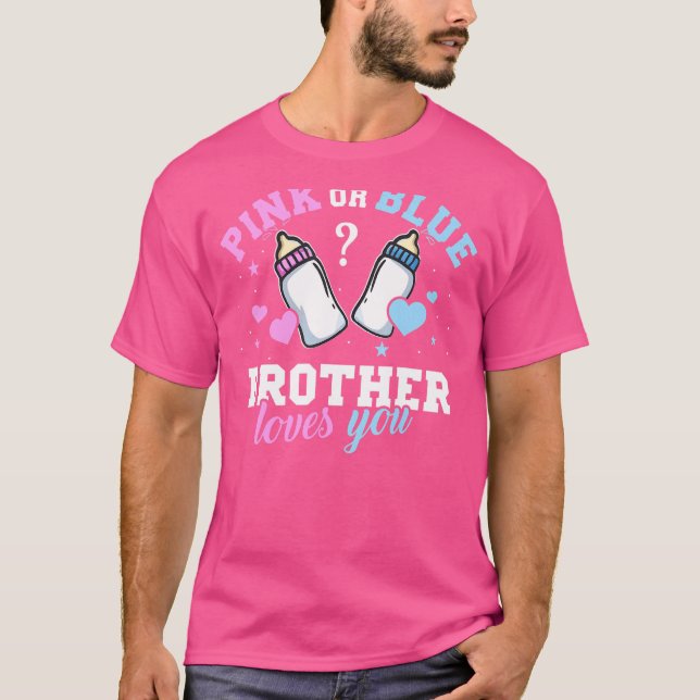 Camiseta Irmão Rosa Ou Azul Te Ama, Seu Gênero Reveal Amor (Frente)