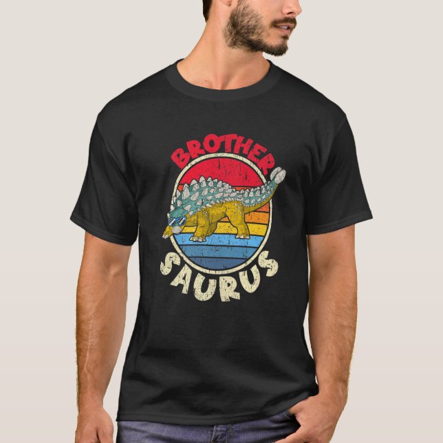 Camiseta Irmão Saurus I Ankylosaurus Dinosaur I Mães da fam (Frente)