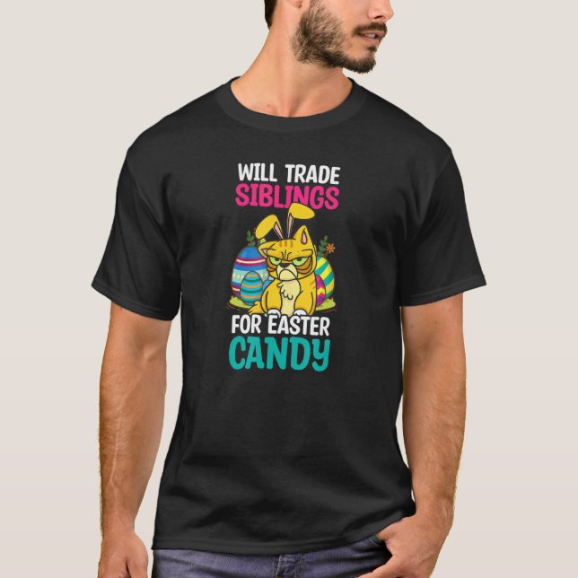 Camiseta Irmãos Comerciais Para Gato De Páscoa Páscoa (Frente)