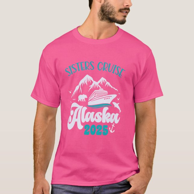 Camiseta Irmãs Cruise Trip Alaska 2025 Férias Correspondent (Frente)