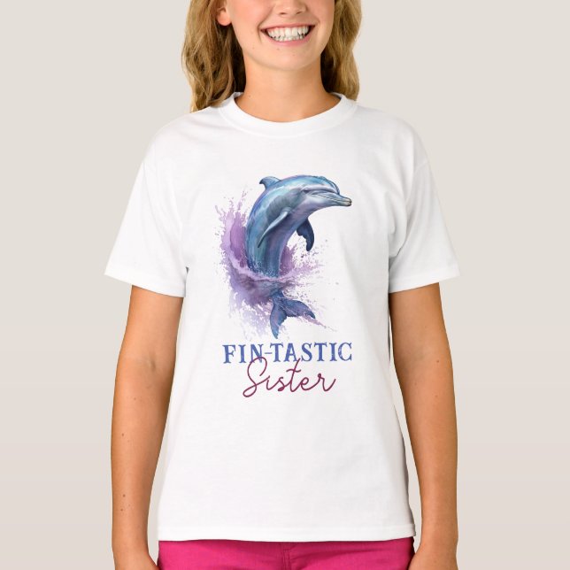 Camiseta Irmãs Fintásticas Chá Russo Moderno de Aquarela (Frente)