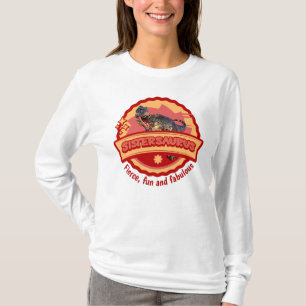 Camiseta Irmãs Lindas Dinossauro Garota Irmã Design Diverti