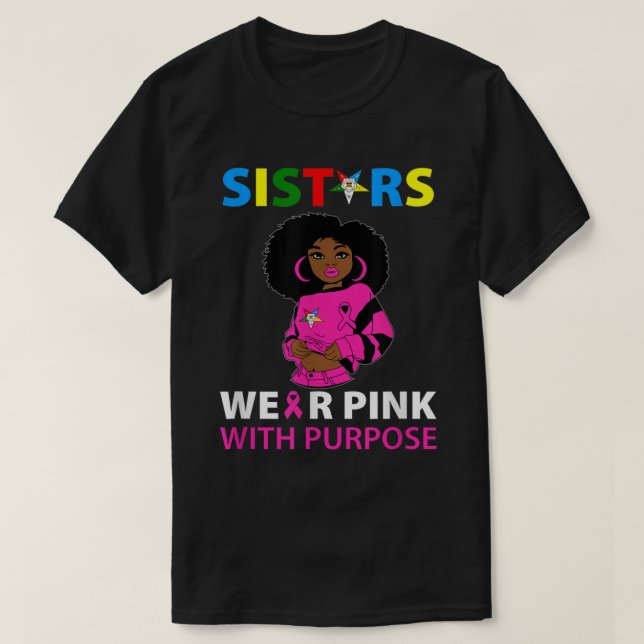 Camiseta Irmãs OES Vestem Cancer A rosa-estrela do leste (Frente do Design)