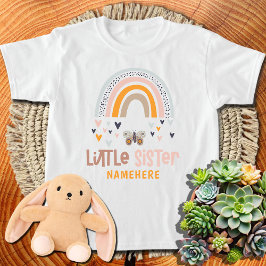 Camiseta Irmãzinha Nome Personalizado Cute Rainbow