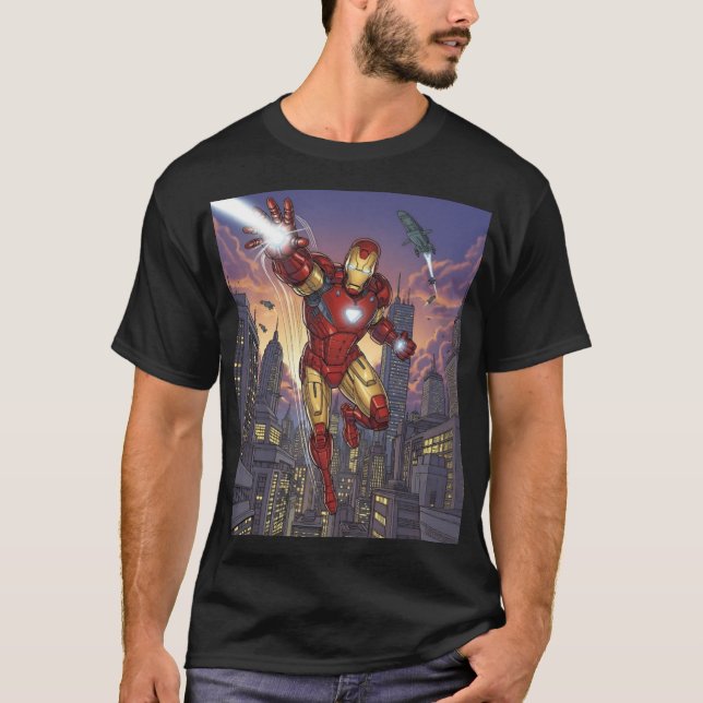 Camiseta Iron Man – Arc Reactor City Flight (Frente)