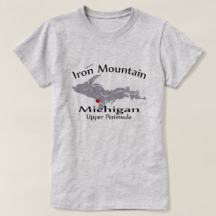 Camiseta Iron Mountain Michigan Heart Map Design Damas