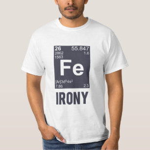 Camiseta Ironia irónica do FE do elemento químico
