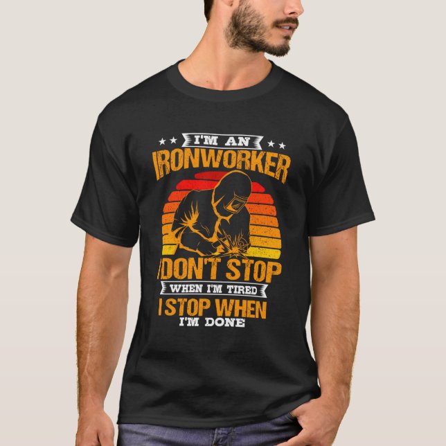 Camiseta Ironworker Retro Vintage Sunset Contratante Welde  (Frente)