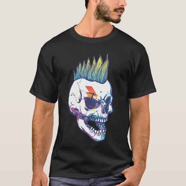 Camiseta Iroquois Skeleton Scull Punk Rocker Halloween Part (Frente)