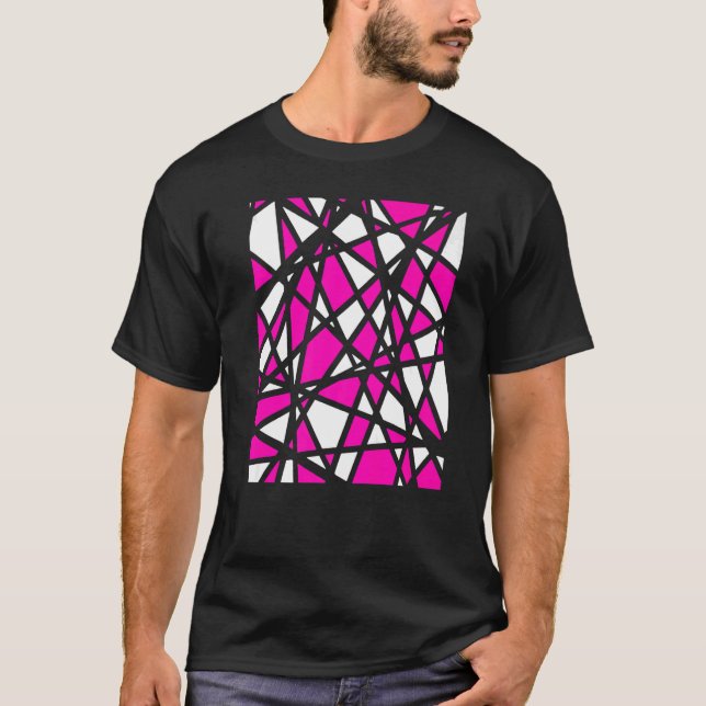 Camiseta Irregular White Shapes With Pink Accents Abstract (Frente)