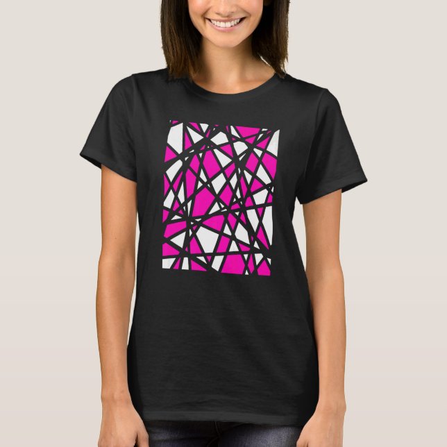 Camiseta Irregular White Shapes With Pink Accents Abstract (Frente)