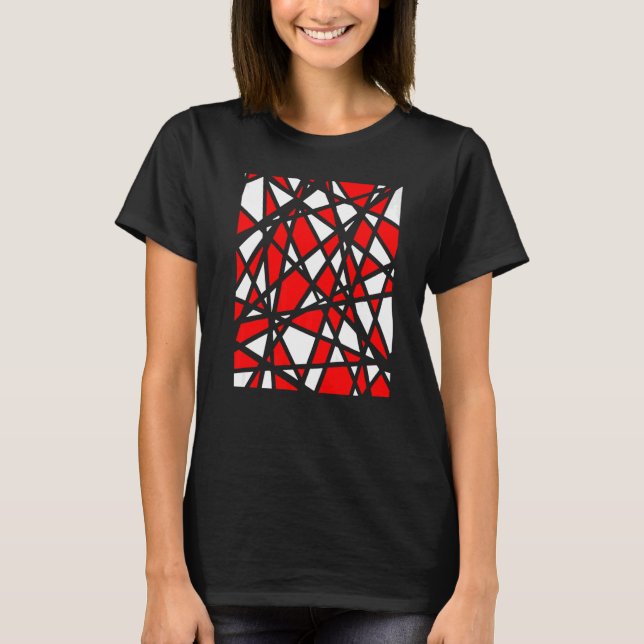 Camiseta Irregular White Shapes With Red Accents Abstract (Frente)
