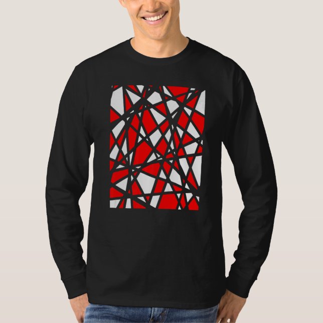 Camiseta Irregular White Shapes With Red Accents Abstract (Frente)