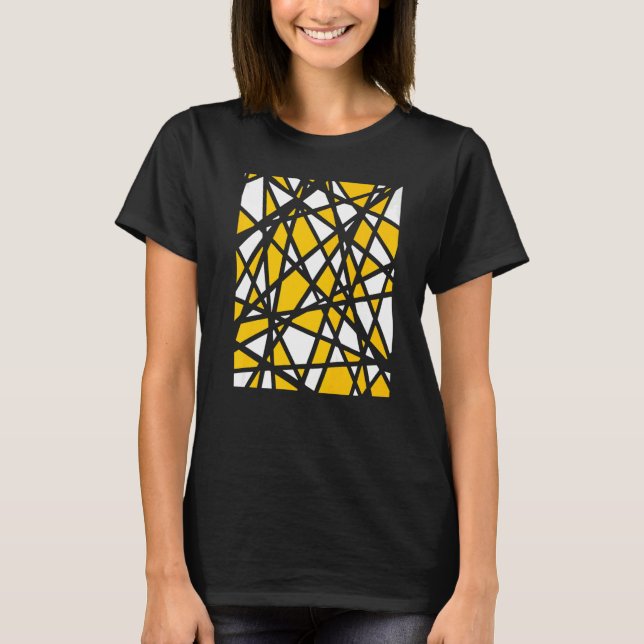 Camiseta Irregular White Shapes Yellow Orange Accents Abstr (Frente)
